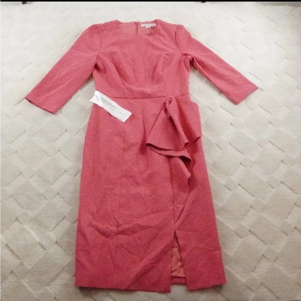 Kay Unger Loretta Midi Dress Womens 6 Sheath 3/4th Sleeve Formal Elegant Preppy